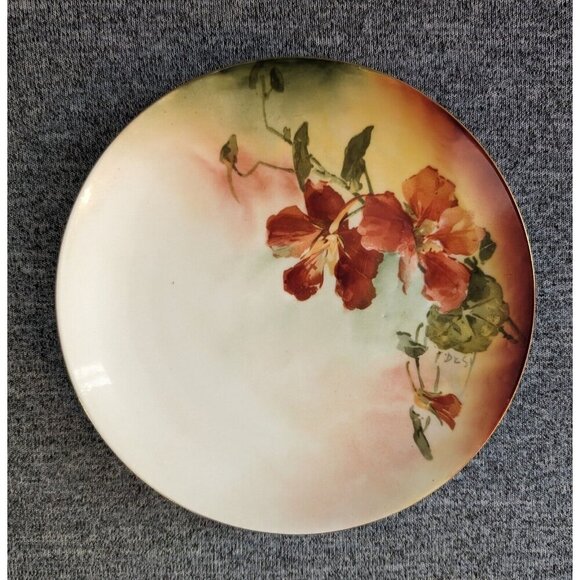 MZ Austria, Hand Painted Porcelain Decorative Plate with Poppies, Flowers - Picture 1 of 4